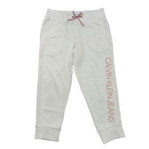 Calvin Klein Jeans Girls Terrycloth Sweatpants Medium 10/12 White Cotton Blend